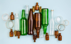 Collection of different glass bottles